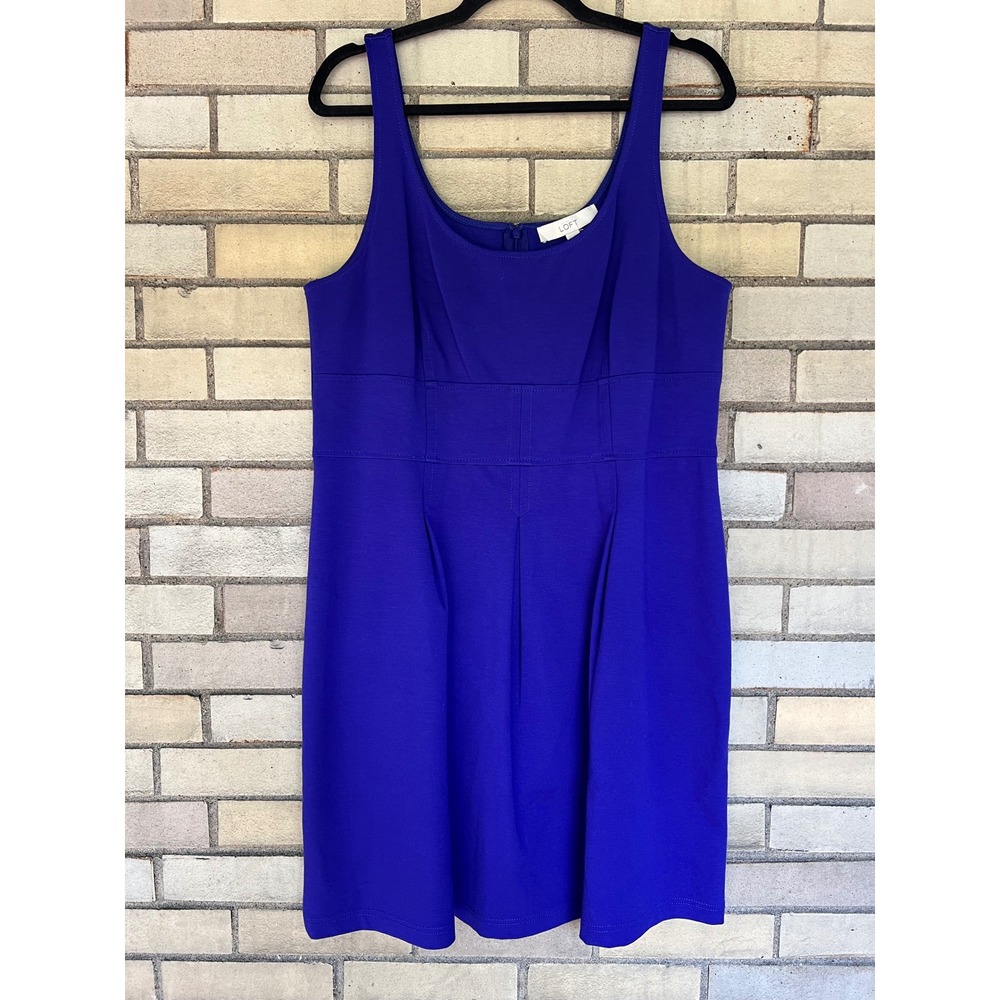 Ann Taylor LOFT Royal Blue Ponte Knit Pleated Sleeveless Dress Size 14 NWT